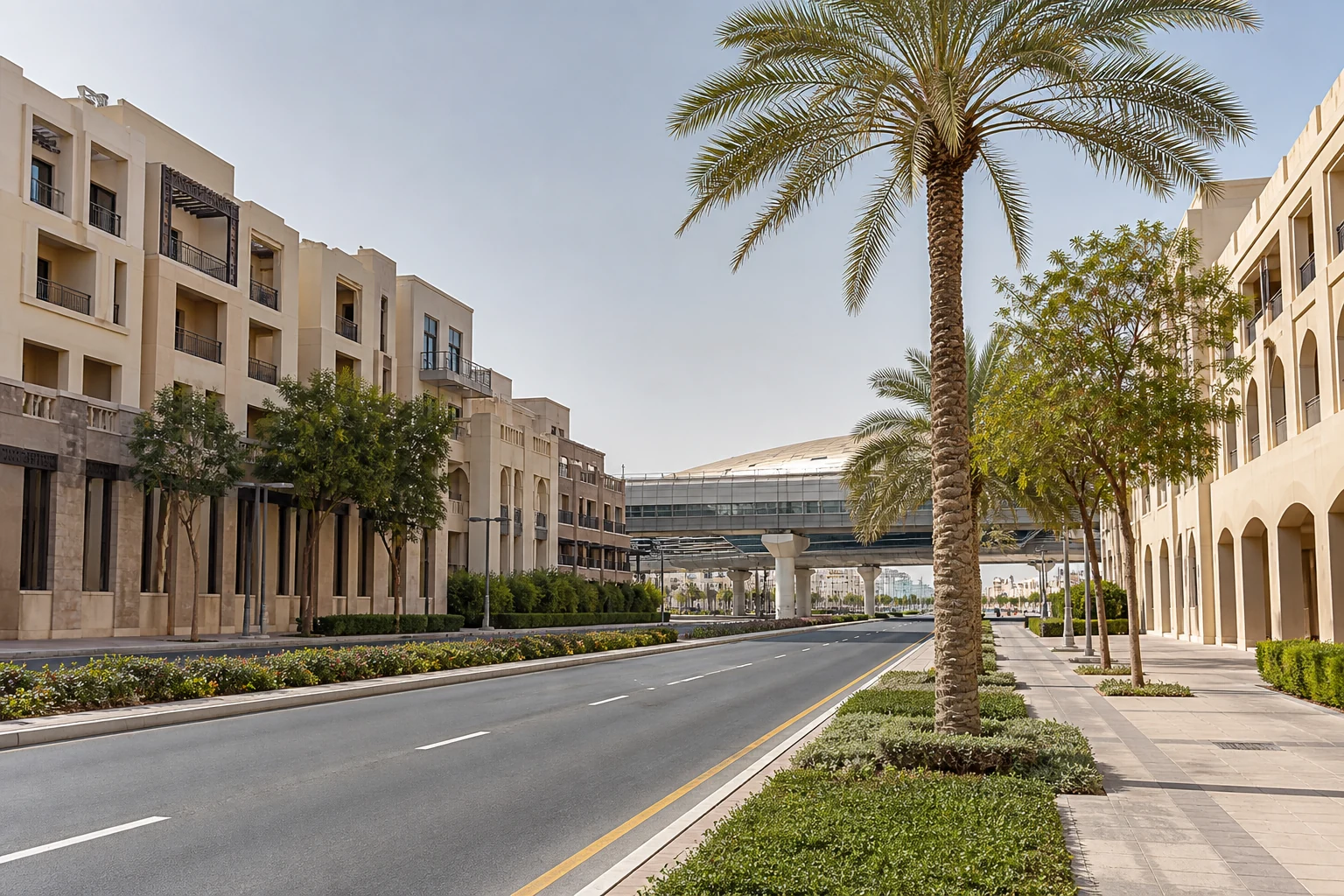 Wohn- und Geschäftshäuser mit Metroarchitektur im Umfeld von Abu Hail